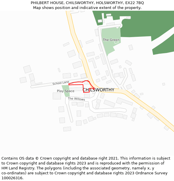 PHILBERT HOUSE, CHILSWORTHY, HOLSWORTHY, EX22 7BQ: Location map and indicative extent of plot