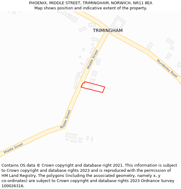 PHOENIX, MIDDLE STREET, TRIMINGHAM, NORWICH, NR11 8EA: Location map and indicative extent of plot
