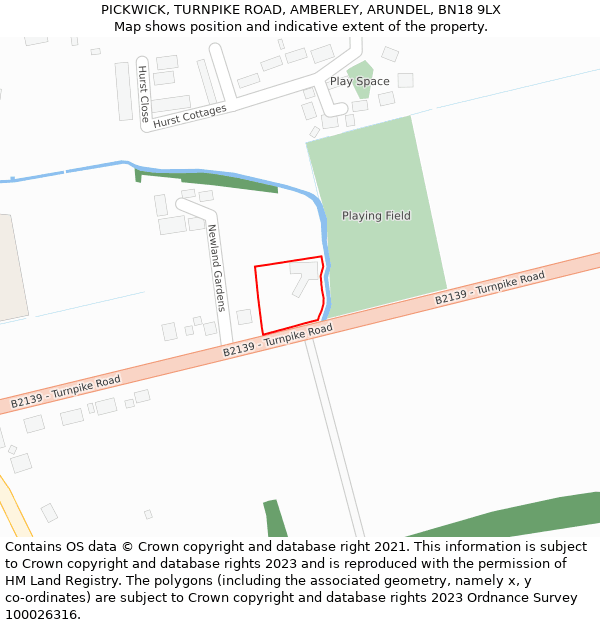 PICKWICK, TURNPIKE ROAD, AMBERLEY, ARUNDEL, BN18 9LX: Location map and indicative extent of plot