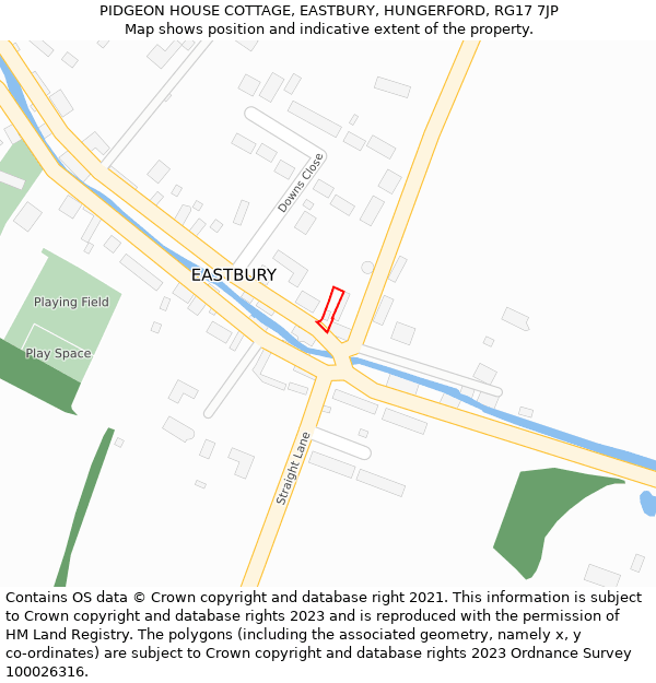 PIDGEON HOUSE COTTAGE, EASTBURY, HUNGERFORD, RG17 7JP: Location map and indicative extent of plot