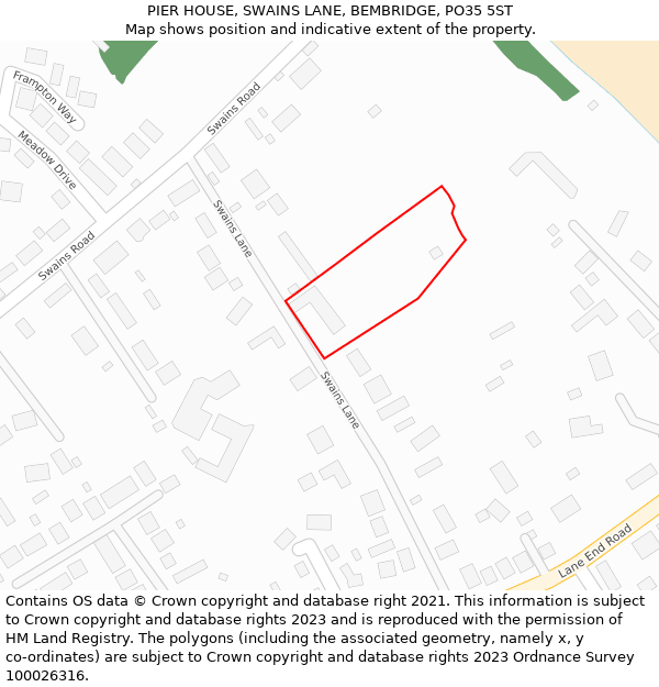 PIER HOUSE, SWAINS LANE, BEMBRIDGE, PO35 5ST: Location map and indicative extent of plot
