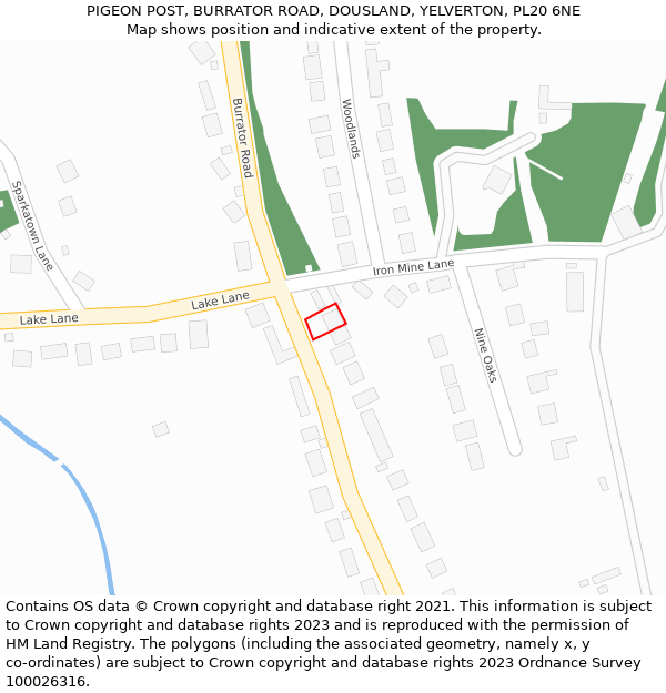 PIGEON POST, BURRATOR ROAD, DOUSLAND, YELVERTON, PL20 6NE: Location map and indicative extent of plot