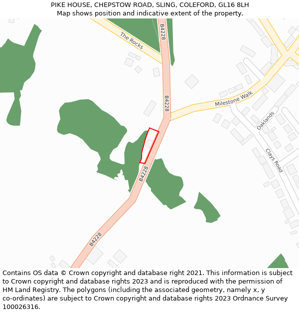 PIKE HOUSE, CHEPSTOW ROAD, SLING, COLEFORD, GL16 8LH: Location map and indicative extent of plot