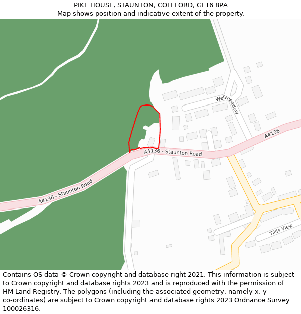PIKE HOUSE, STAUNTON, COLEFORD, GL16 8PA: Location map and indicative extent of plot
