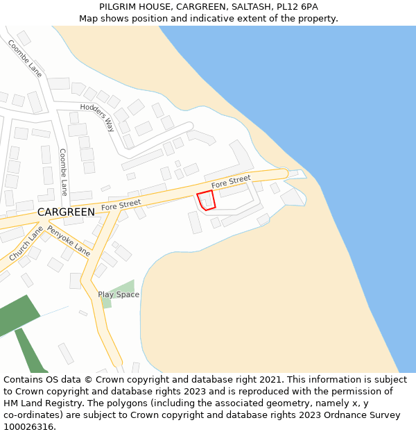 PILGRIM HOUSE, CARGREEN, SALTASH, PL12 6PA: Location map and indicative extent of plot