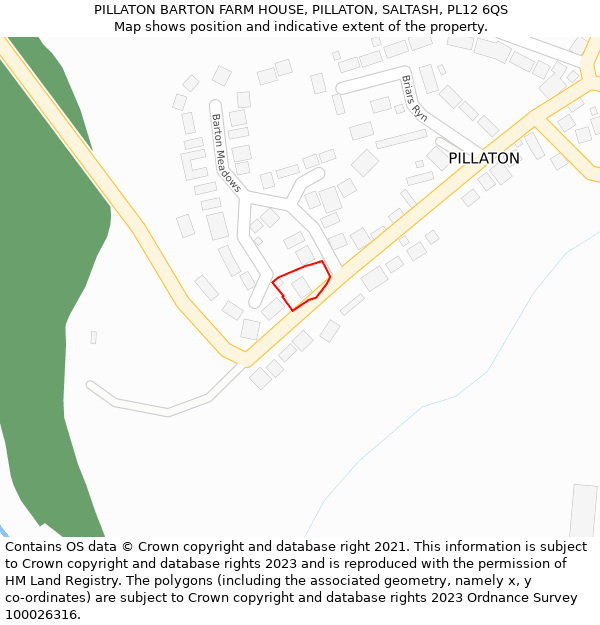 PILLATON BARTON FARM HOUSE, PILLATON, SALTASH, PL12 6QS: Location map and indicative extent of plot