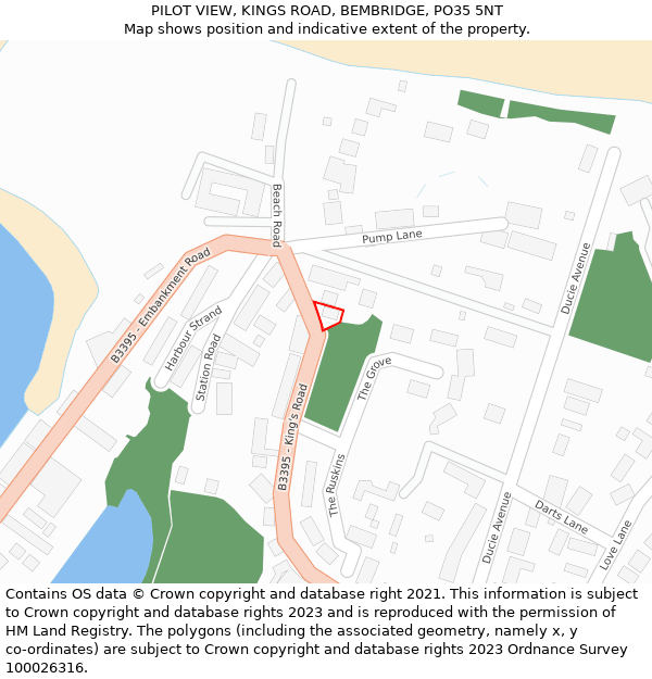 PILOT VIEW, KINGS ROAD, BEMBRIDGE, PO35 5NT: Location map and indicative extent of plot