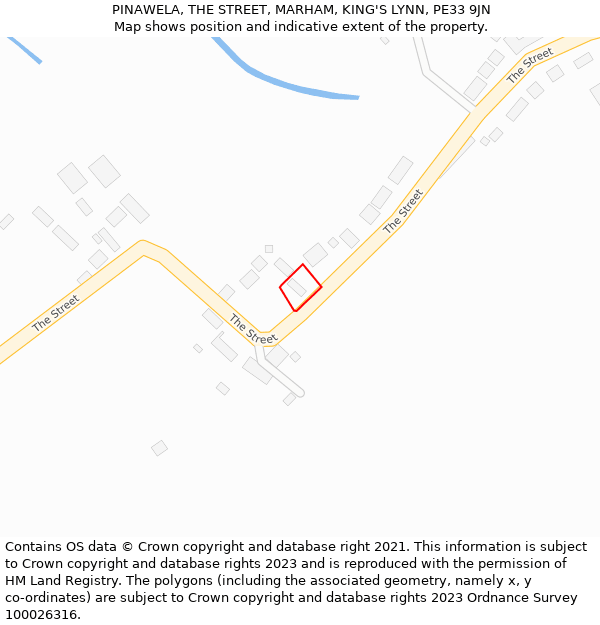 PINAWELA, THE STREET, MARHAM, KING'S LYNN, PE33 9JN: Location map and indicative extent of plot