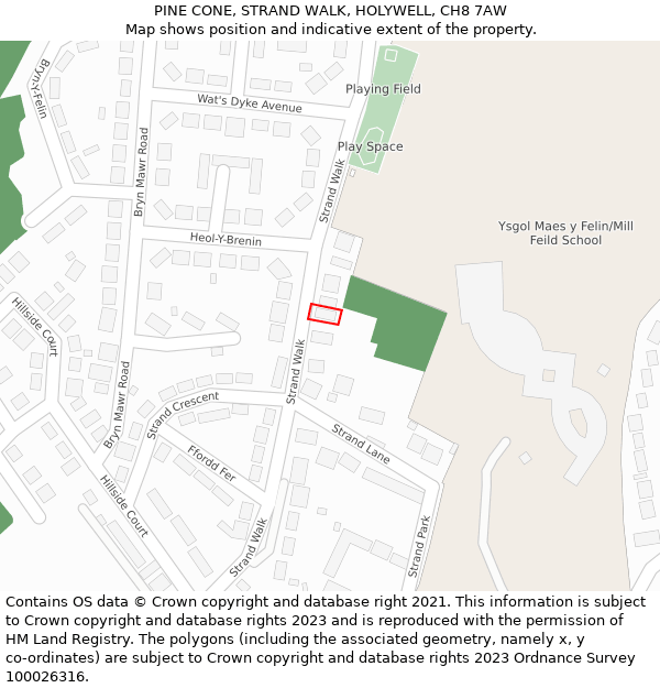PINE CONE, STRAND WALK, HOLYWELL, CH8 7AW: Location map and indicative extent of plot