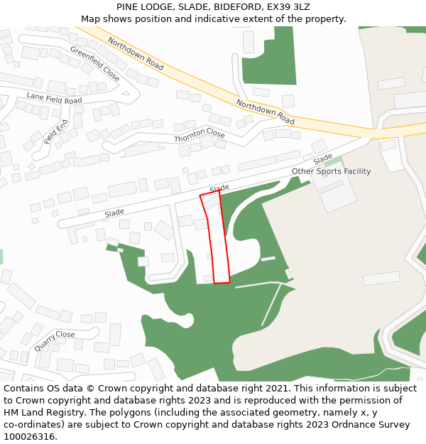 PINE LODGE, SLADE, BIDEFORD, EX39 3LZ: Location map and indicative extent of plot