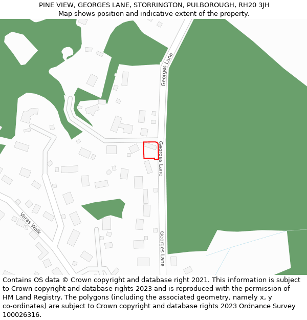 PINE VIEW, GEORGES LANE, STORRINGTON, PULBOROUGH, RH20 3JH: Location map and indicative extent of plot