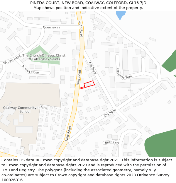 PINEDA COURT, NEW ROAD, COALWAY, COLEFORD, GL16 7JD: Location map and indicative extent of plot