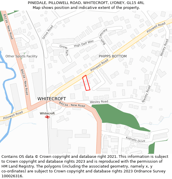 PINEDALE, PILLOWELL ROAD, WHITECROFT, LYDNEY, GL15 4RL: Location map and indicative extent of plot
