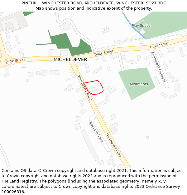 PINEHILL, WINCHESTER ROAD, MICHELDEVER, WINCHESTER, SO21 3DG: Location map and indicative extent of plot