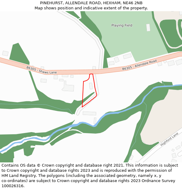 PINEHURST, ALLENDALE ROAD, HEXHAM, NE46 2NB: Location map and indicative extent of plot