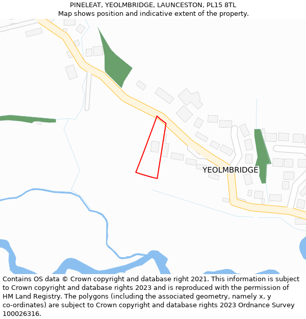 PINELEAT, YEOLMBRIDGE, LAUNCESTON, PL15 8TL: Location map and indicative extent of plot