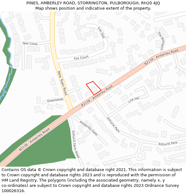 PINES, AMBERLEY ROAD, STORRINGTON, PULBOROUGH, RH20 4JQ: Location map and indicative extent of plot