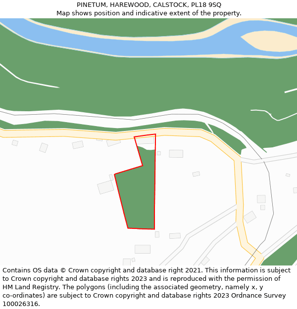 PINETUM, HAREWOOD, CALSTOCK, PL18 9SQ: Location map and indicative extent of plot