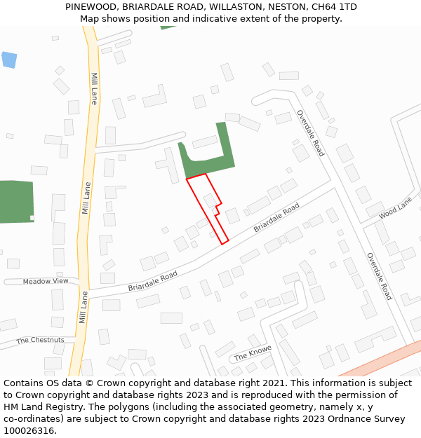PINEWOOD, BRIARDALE ROAD, WILLASTON, NESTON, CH64 1TD: Location map and indicative extent of plot