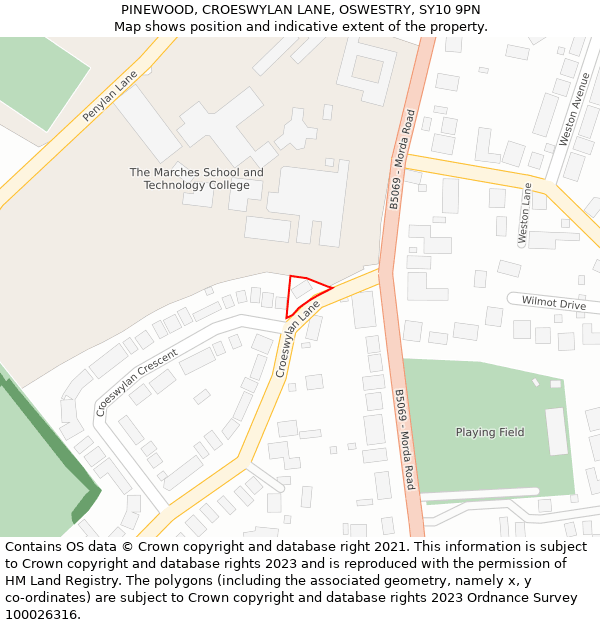 PINEWOOD, CROESWYLAN LANE, OSWESTRY, SY10 9PN: Location map and indicative extent of plot