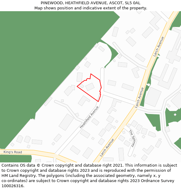 PINEWOOD, HEATHFIELD AVENUE, ASCOT, SL5 0AL: Location map and indicative extent of plot