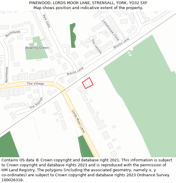 PINEWOOD, LORDS MOOR LANE, STRENSALL, YORK, YO32 5XF: Location map and indicative extent of plot
