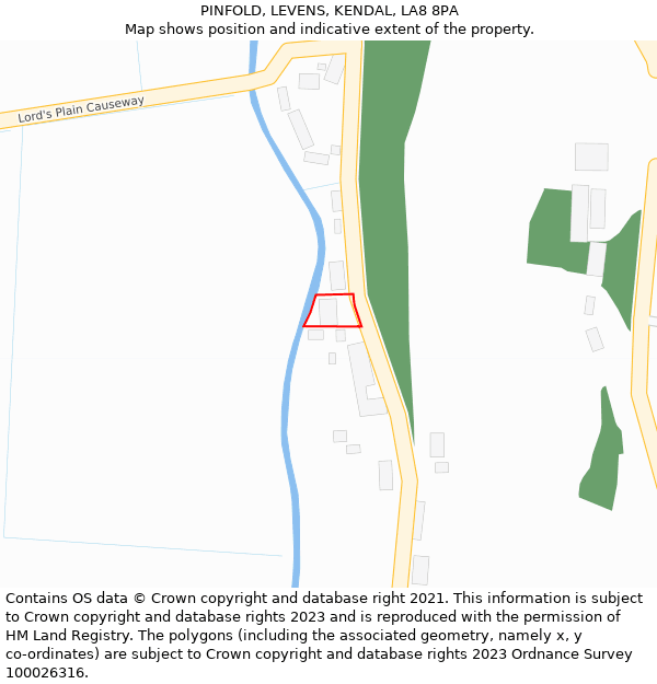 PINFOLD, LEVENS, KENDAL, LA8 8PA: Location map and indicative extent of plot