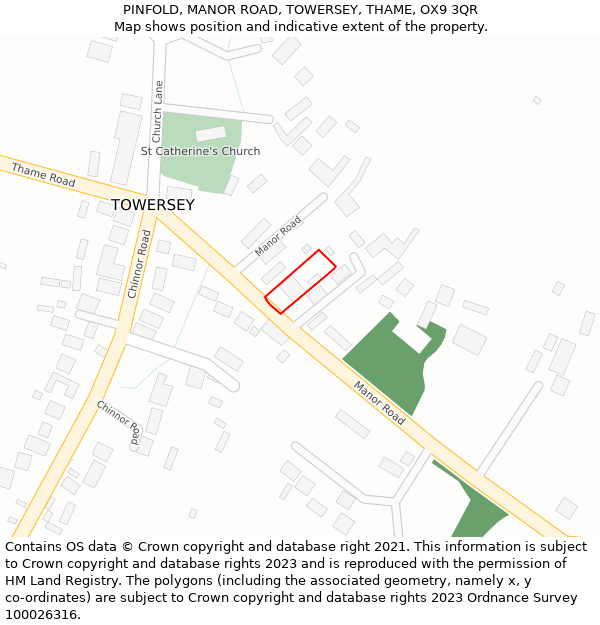 PINFOLD, MANOR ROAD, TOWERSEY, THAME, OX9 3QR: Location map and indicative extent of plot