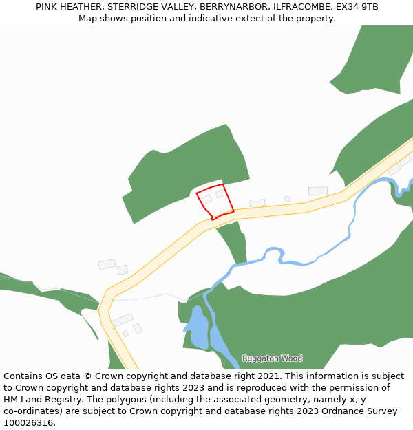 PINK HEATHER, STERRIDGE VALLEY, BERRYNARBOR, ILFRACOMBE, EX34 9TB: Location map and indicative extent of plot