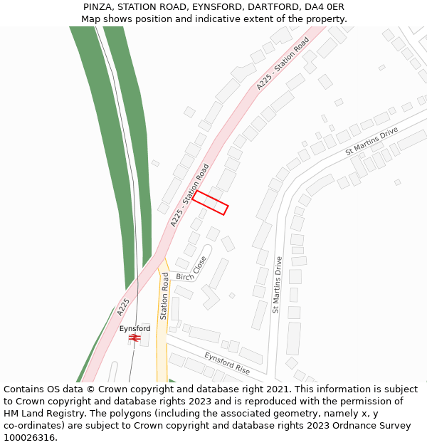 PINZA, STATION ROAD, EYNSFORD, DARTFORD, DA4 0ER: Location map and indicative extent of plot