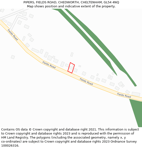 PIPERS, FIELDS ROAD, CHEDWORTH, CHELTENHAM, GL54 4NQ: Location map and indicative extent of plot