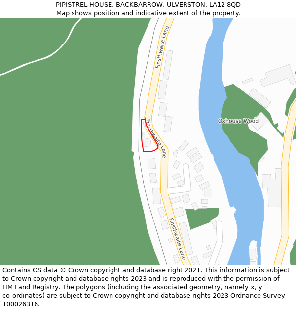 PIPISTREL HOUSE, BACKBARROW, ULVERSTON, LA12 8QD: Location map and indicative extent of plot