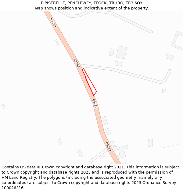 PIPISTRELLE, PENELEWEY, FEOCK, TRURO, TR3 6QY: Location map and indicative extent of plot