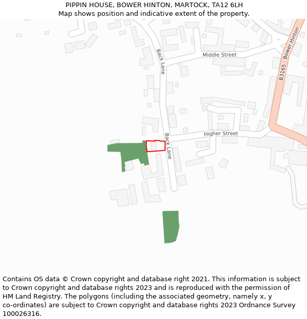 PIPPIN HOUSE, BOWER HINTON, MARTOCK, TA12 6LH: Location map and indicative extent of plot