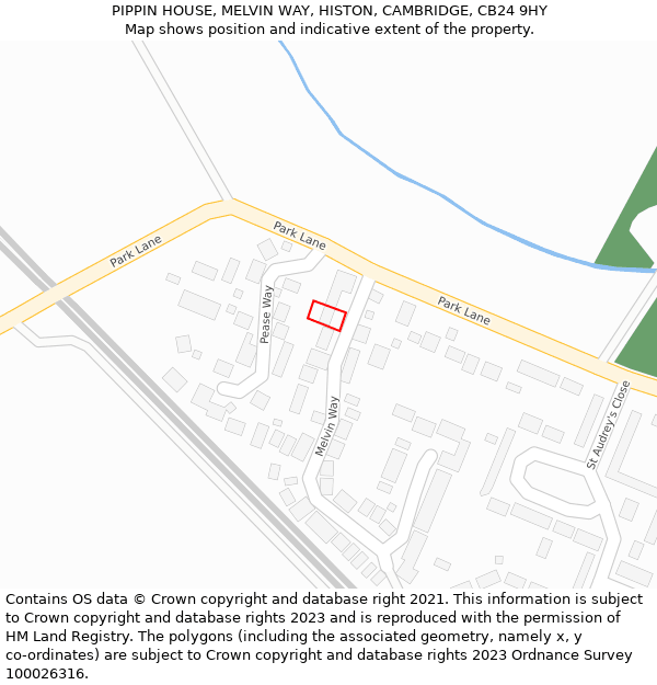 PIPPIN HOUSE, MELVIN WAY, HISTON, CAMBRIDGE, CB24 9HY: Location map and indicative extent of plot