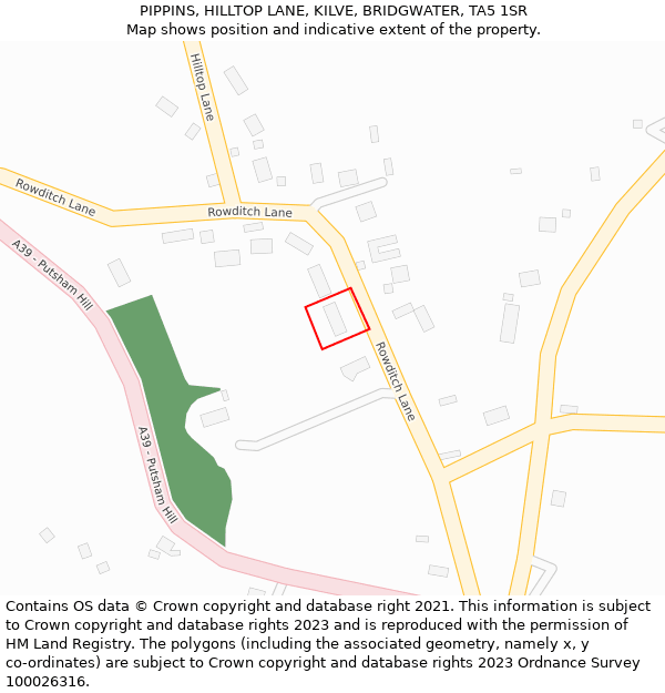 PIPPINS, HILLTOP LANE, KILVE, BRIDGWATER, TA5 1SR: Location map and indicative extent of plot