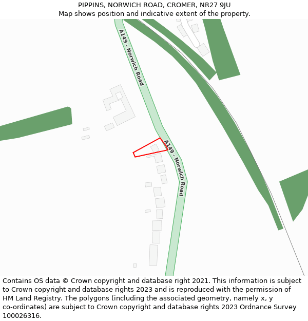 PIPPINS, NORWICH ROAD, CROMER, NR27 9JU: Location map and indicative extent of plot