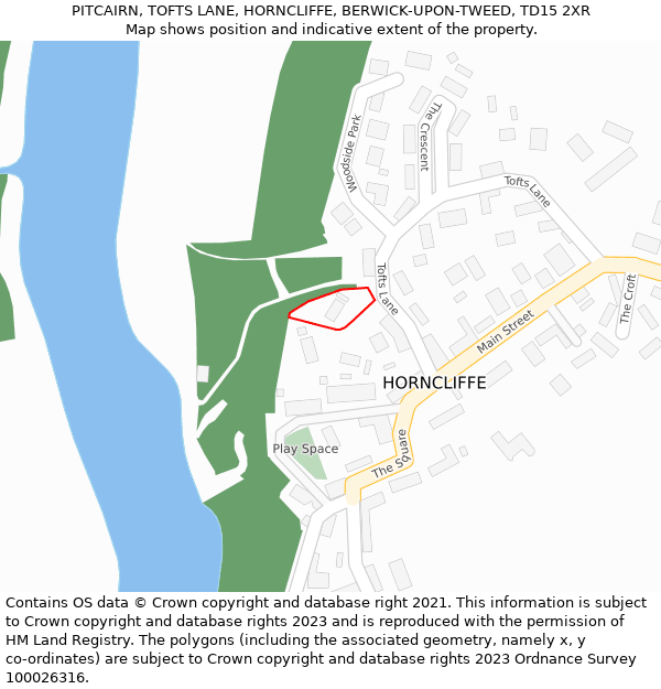 PITCAIRN, TOFTS LANE, HORNCLIFFE, BERWICK-UPON-TWEED, TD15 2XR: Location map and indicative extent of plot