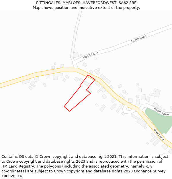 PITTINGALES, MARLOES, HAVERFORDWEST, SA62 3BE: Location map and indicative extent of plot