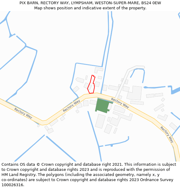 PIX BARN, RECTORY WAY, LYMPSHAM, WESTON-SUPER-MARE, BS24 0EW: Location map and indicative extent of plot