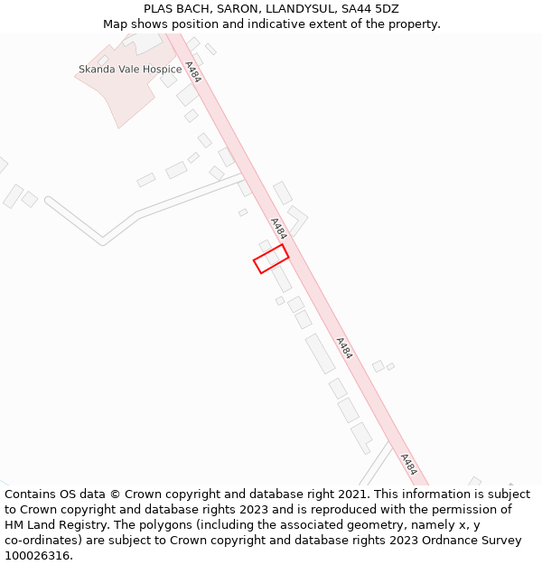 PLAS BACH, SARON, LLANDYSUL, SA44 5DZ: Location map and indicative extent of plot