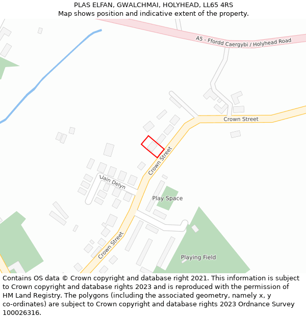 PLAS ELFAN, GWALCHMAI, HOLYHEAD, LL65 4RS: Location map and indicative extent of plot