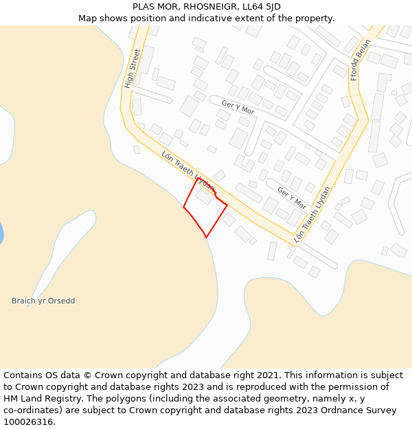 PLAS MOR, RHOSNEIGR, LL64 5JD: Location map and indicative extent of plot