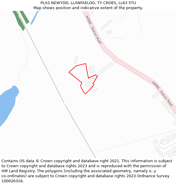 PLAS NEWYDD, LLANFAELOG, TY CROES, LL63 5TU: Location map and indicative extent of plot