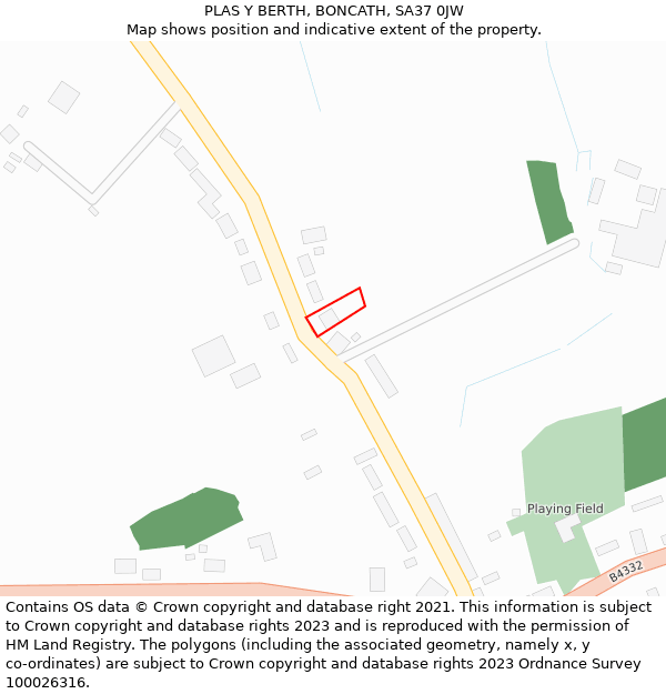 PLAS Y BERTH, BONCATH, SA37 0JW: Location map and indicative extent of plot