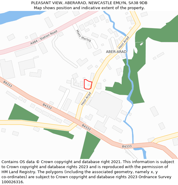 PLEASANT VIEW, ABERARAD, NEWCASTLE EMLYN, SA38 9DB: Location map and indicative extent of plot