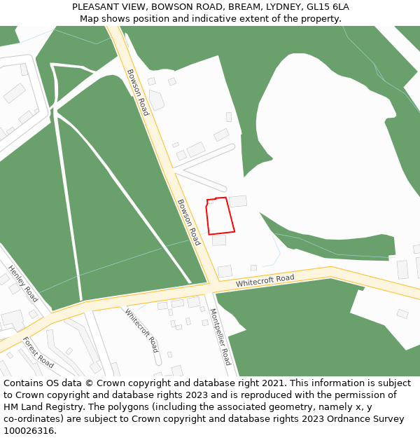 PLEASANT VIEW, BOWSON ROAD, BREAM, LYDNEY, GL15 6LA: Location map and indicative extent of plot