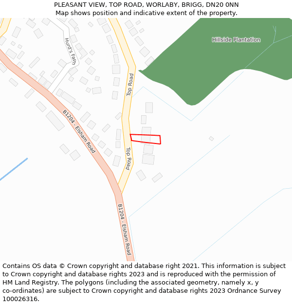 PLEASANT VIEW, TOP ROAD, WORLABY, BRIGG, DN20 0NN: Location map and indicative extent of plot