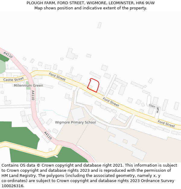 PLOUGH FARM, FORD STREET, WIGMORE, LEOMINSTER, HR6 9UW: Location map and indicative extent of plot