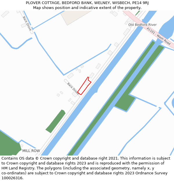PLOVER COTTAGE, BEDFORD BANK, WELNEY, WISBECH, PE14 9RJ: Location map and indicative extent of plot